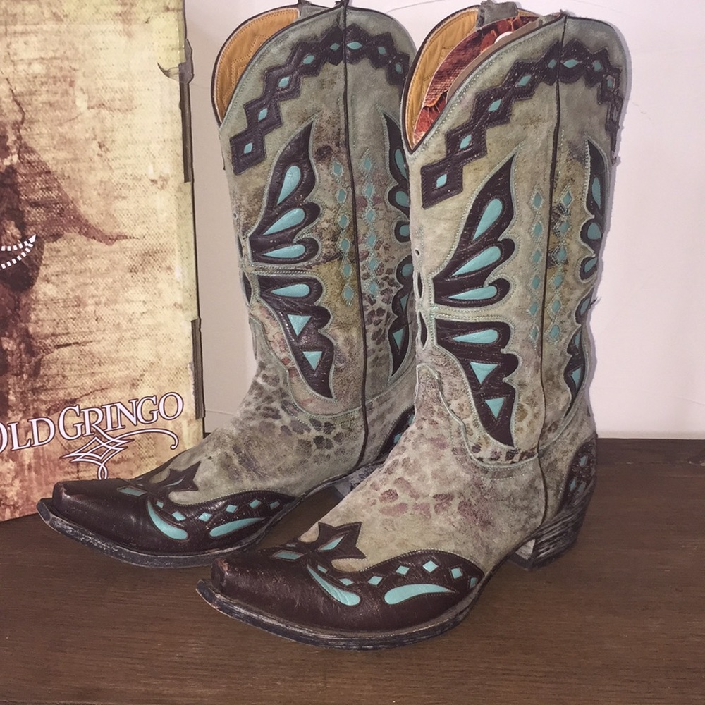 Old Gringo Monarca Turq/ Choc Boots Sz 7.5